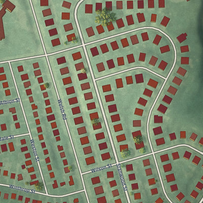 Close-up of the map of Winchester Park, Pennsylvania print showing street and building detail