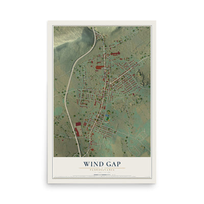 Map of Wind Gap, Pennsylvania, 12 x 18 inch unframed archival matte print