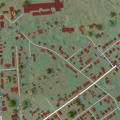 Second close-up of the map of Wind Gap, Pennsylvania print showing more streets and buildings