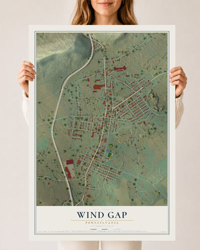 Map of Wind Gap, Pennsylvania, 24 x 36 inch unframed archival matte print