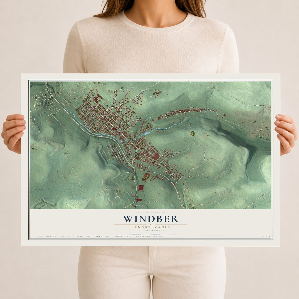 Map of Windber, Pennsylvania, 12 x 18 inch unframed archival matte print