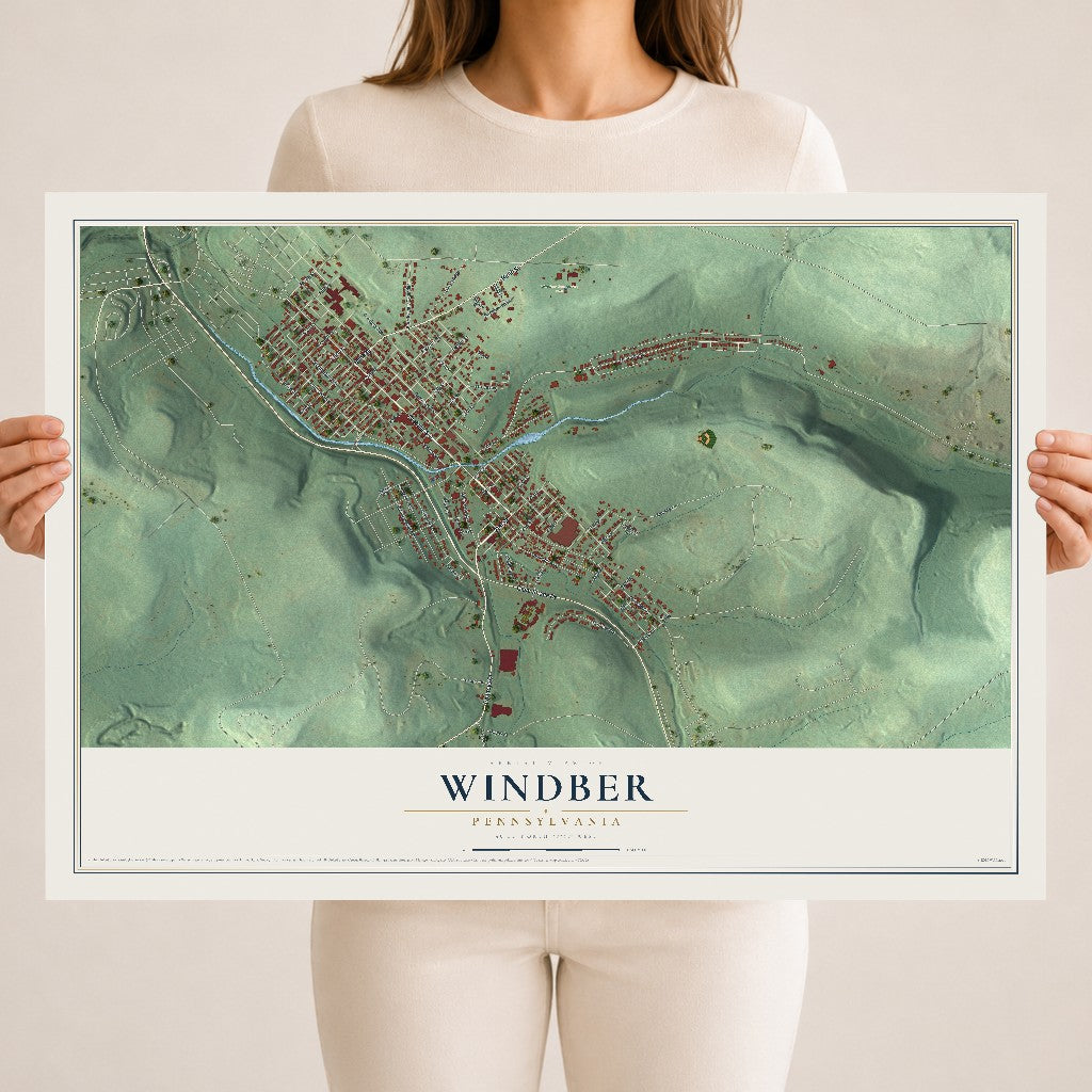 Map of Windber, Pennsylvania, 18 x 24 inch unframed archival matte print