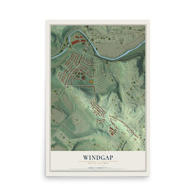 Map of Windgap, Pennsylvania, 12 x 18 inch unframed archival matte print
