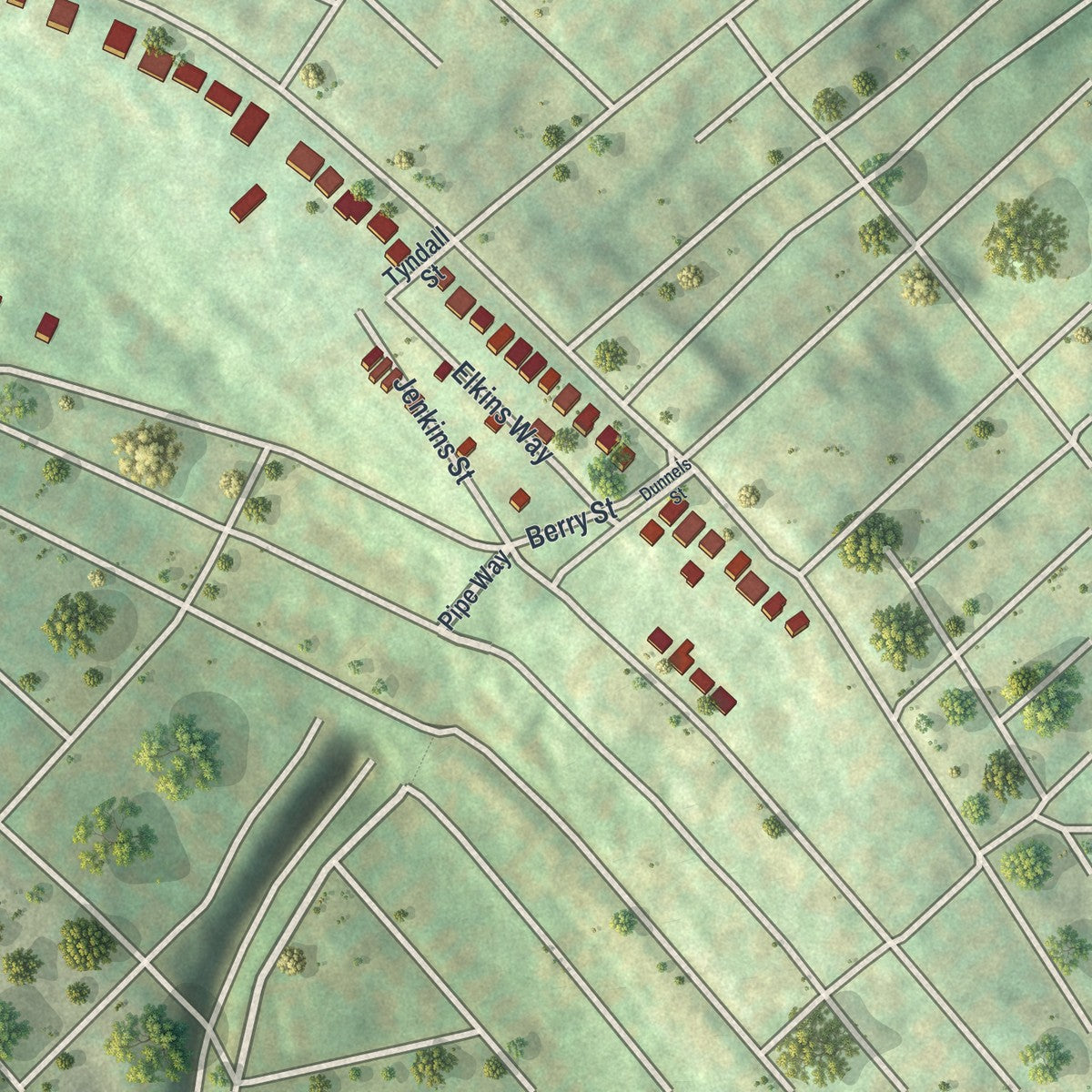 Close-up of the map of Windgap, Pennsylvania print showing street and building detail