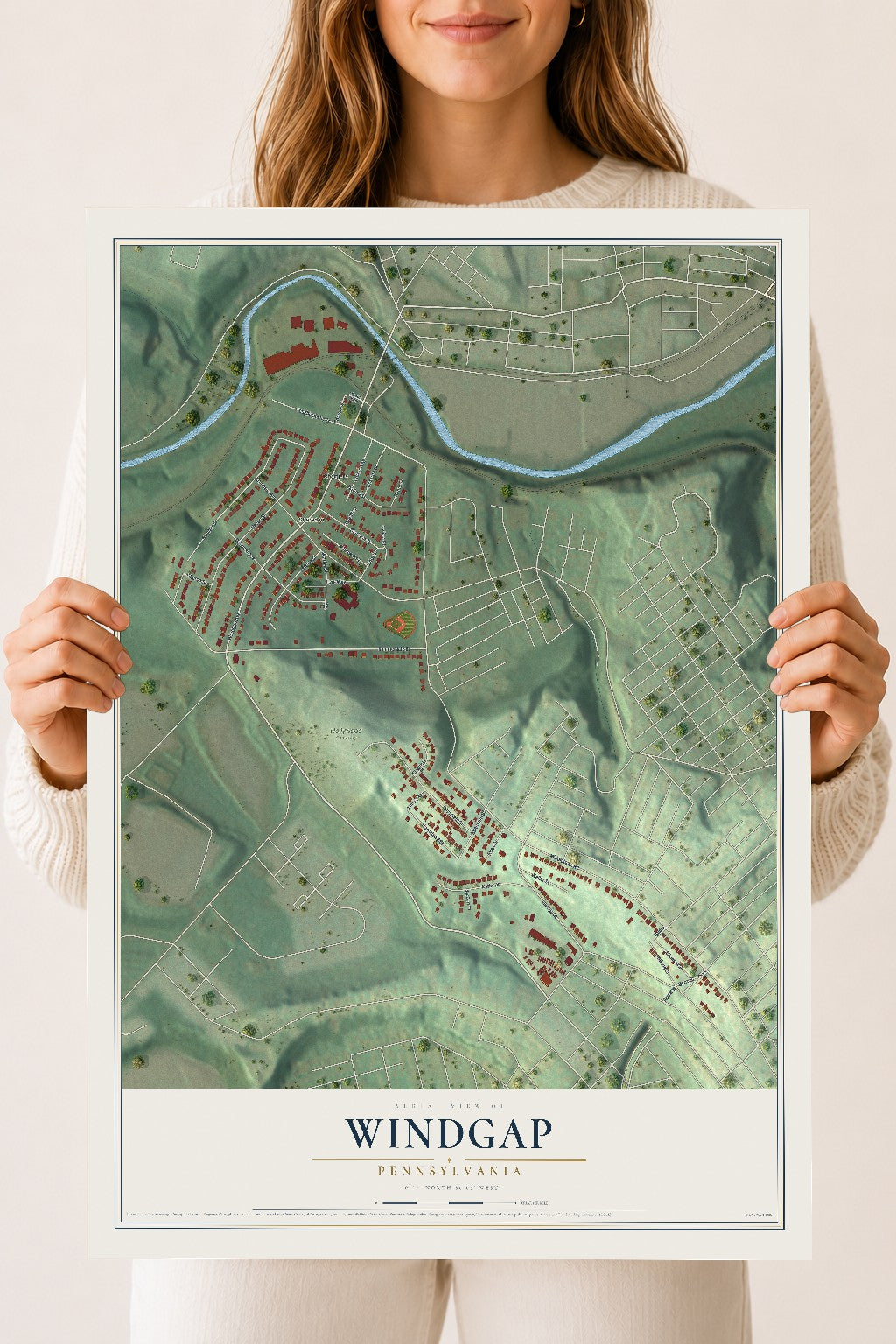 Map of Windgap, Pennsylvania, 18 x 24 inch unframed archival matte print