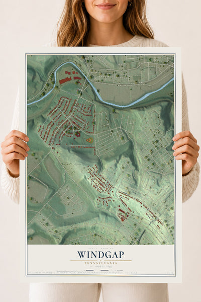 Map of Windgap, Pennsylvania, 18 x 24 inch unframed archival matte print