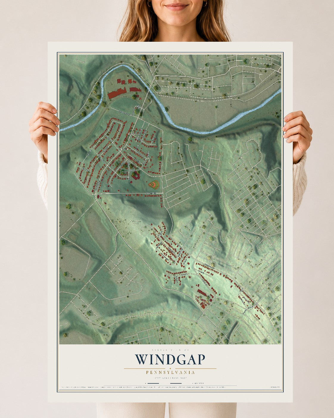 Map of Windgap, Pennsylvania, 24 x 36 inch unframed archival matte print
