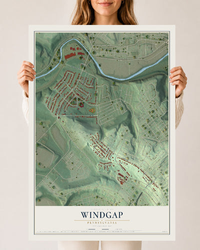 Map of Windgap, Pennsylvania, 24 x 36 inch unframed archival matte print