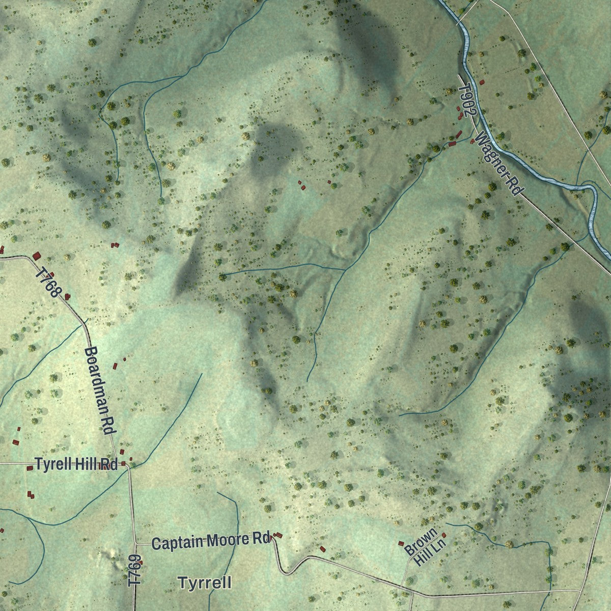 Close-up of the map of Windham, Bradford County, Pennsylvania print showing street and building detail