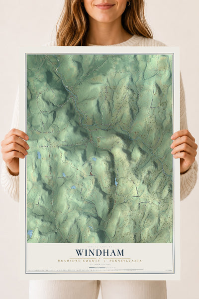 Map of Windham, Bradford County, Pennsylvania, 18 x 24 inch unframed archival matte print