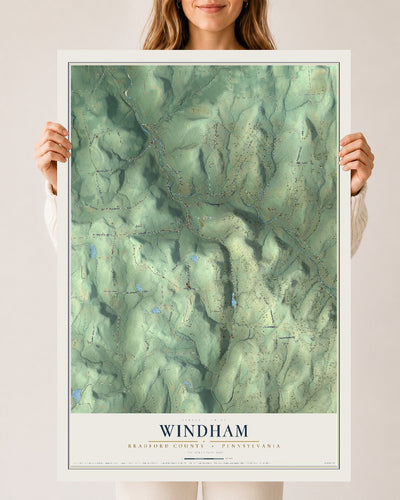 Map of Windham, Bradford County, Pennsylvania, 24 x 36 inch unframed archival matte print