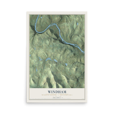 Map of Windham, Wyoming County, Pennsylvania, 12 x 18 inch unframed archival matte print