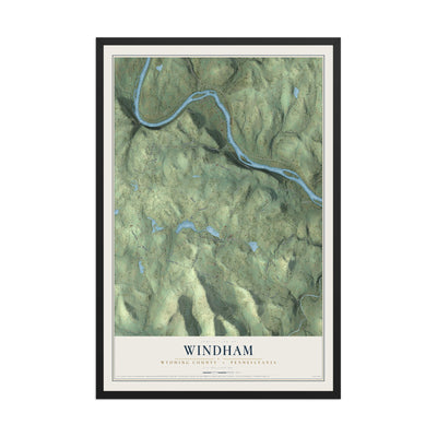 Map of Windham, Wyoming County, Pennsylvania, 12 x 18 inch print in a black wood frame