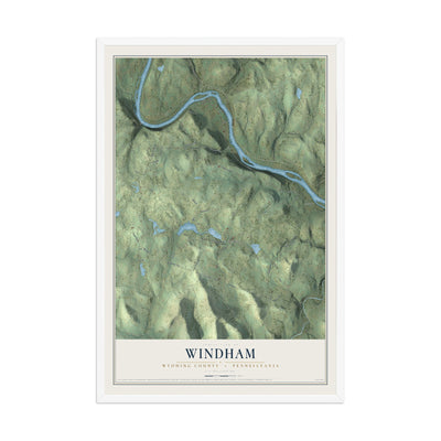 Map of Windham, Wyoming County, Pennsylvania, 12 x 18 inch print in a white wood frame