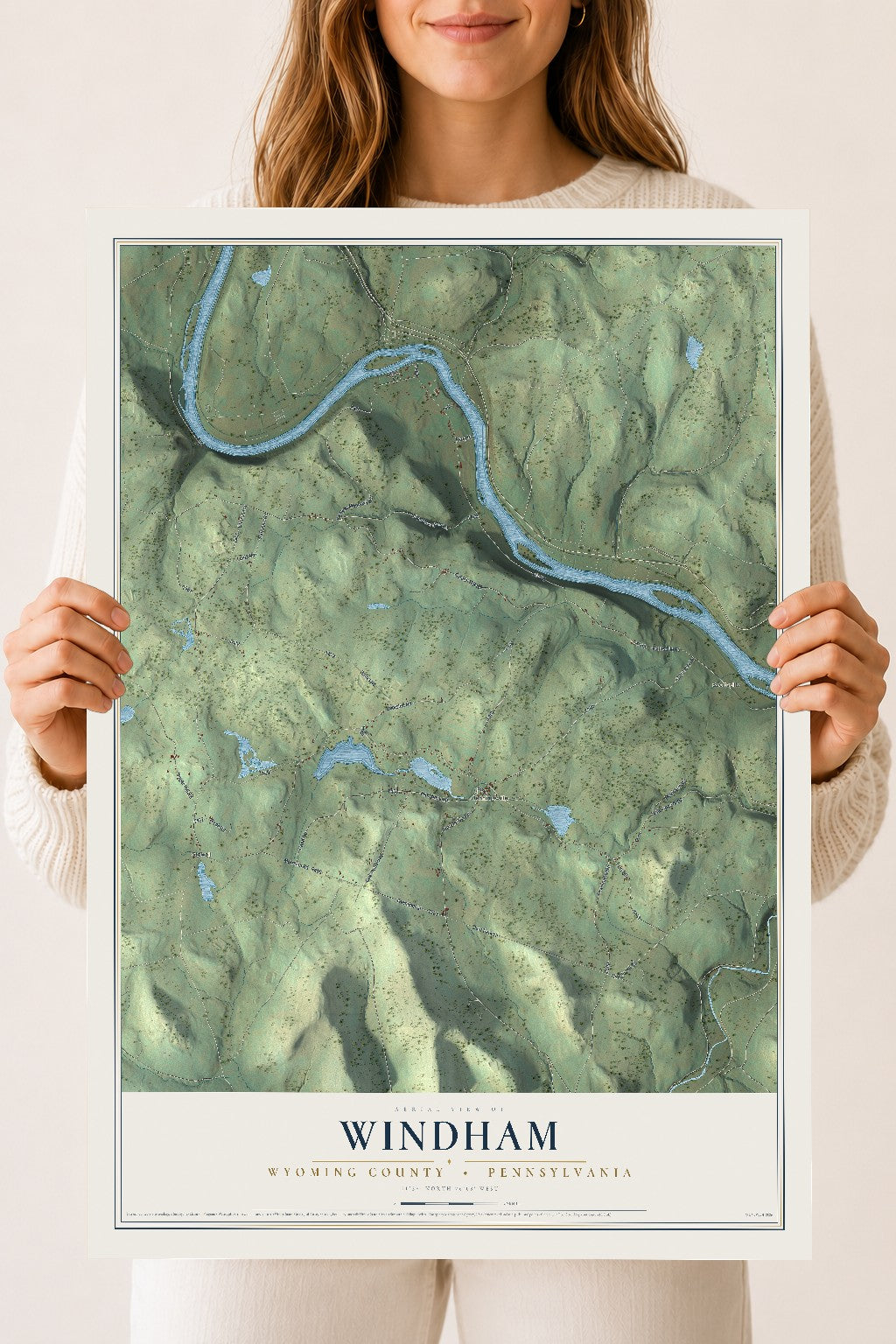 Map of Windham, Wyoming County, Pennsylvania, 18 x 24 inch unframed archival matte print