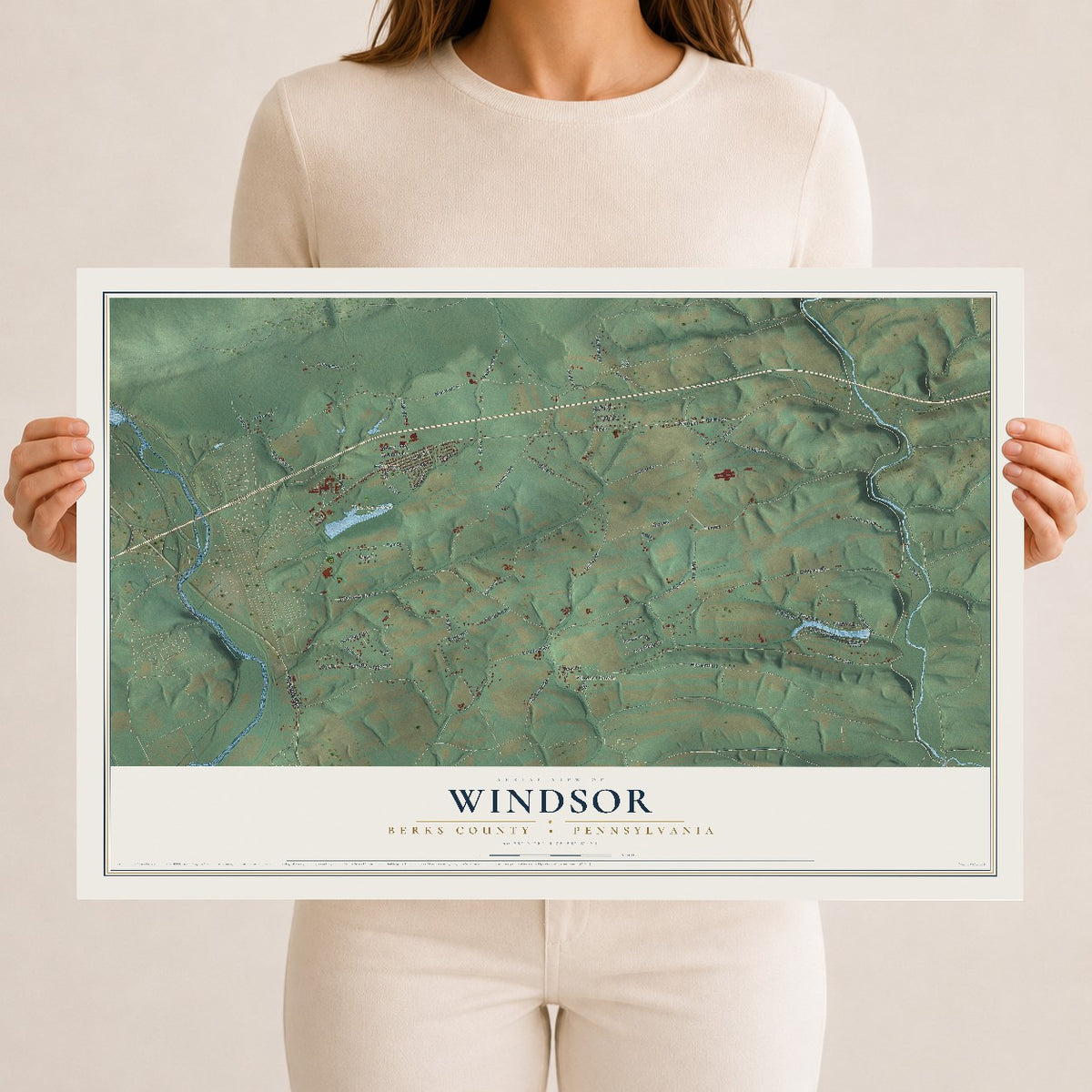 Map of Windsor, Berks County, Pennsylvania, 12 x 18 inch unframed archival matte print