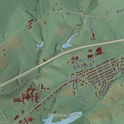 Second close-up of the map of Windsor, Berks County, Pennsylvania print showing more streets and buildings