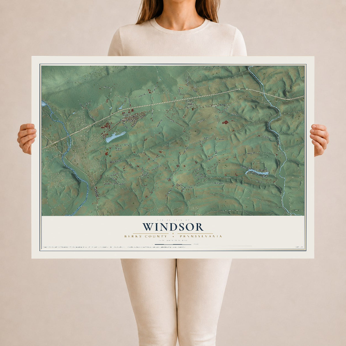 Map of Windsor, Berks County, Pennsylvania, 24 x 36 inch unframed archival matte print