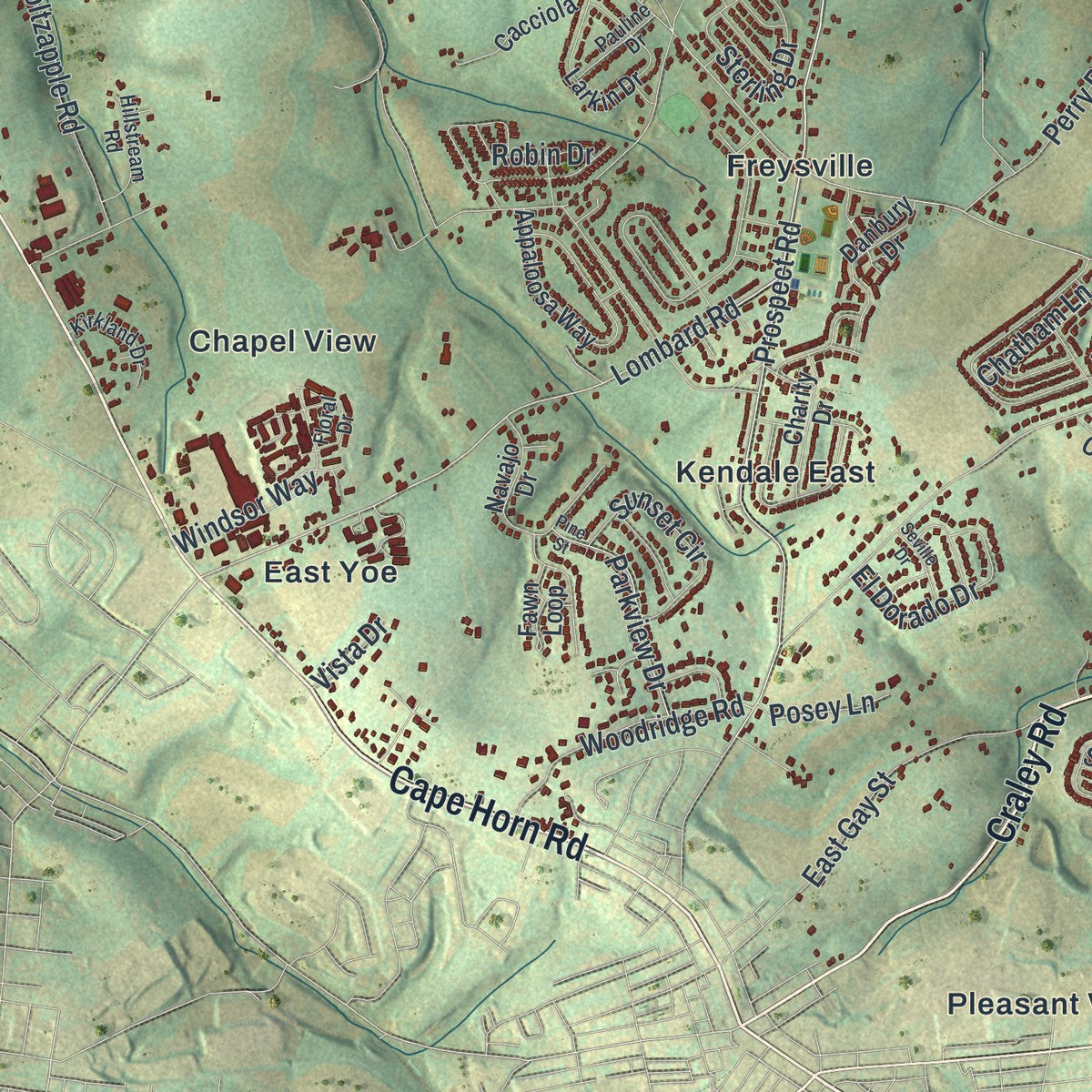 Close-up of the map of Windsor, York County, Pennsylvania print showing street and building detail