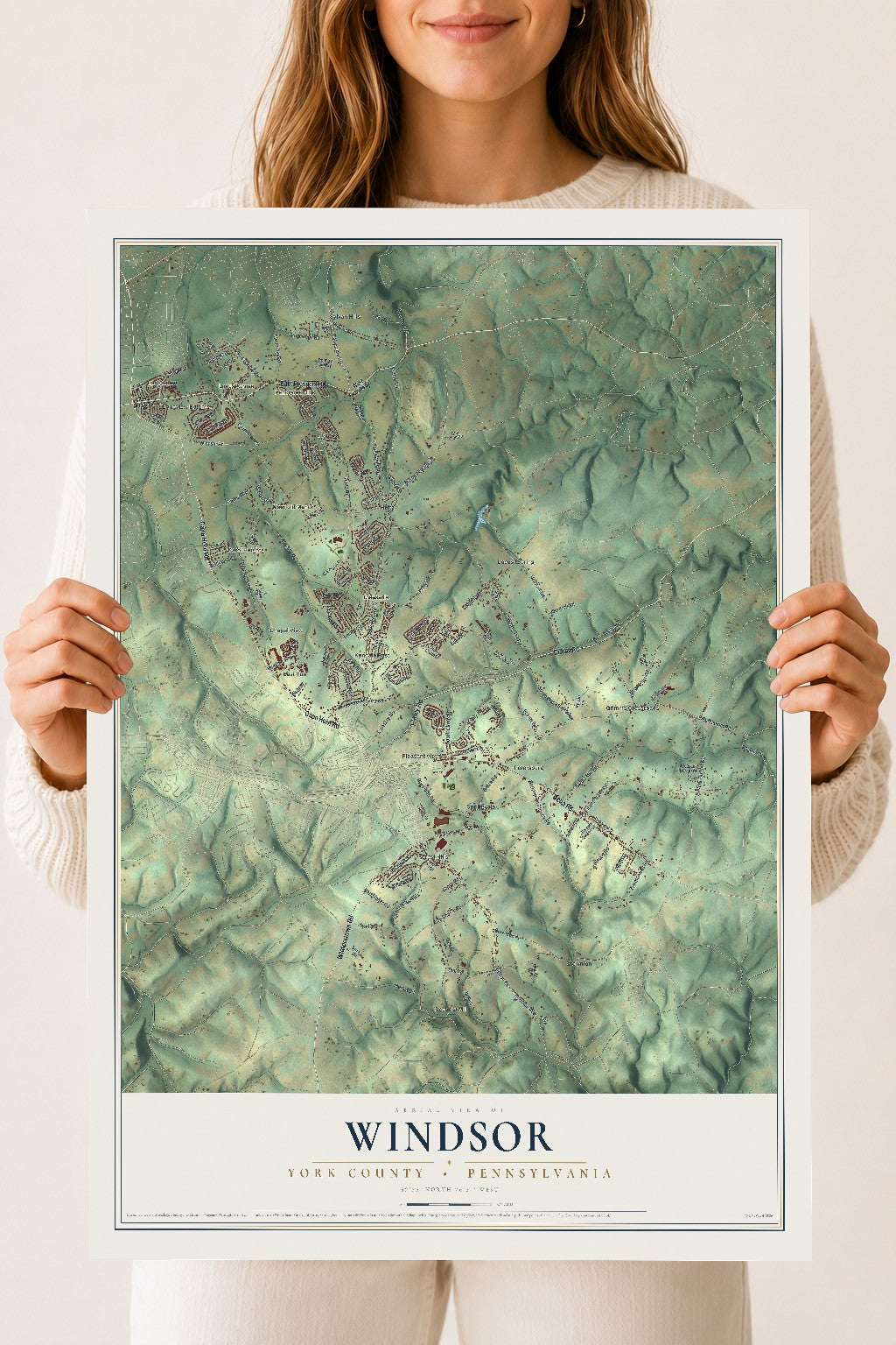 Map of Windsor, York County, Pennsylvania, 18 x 24 inch unframed archival matte print