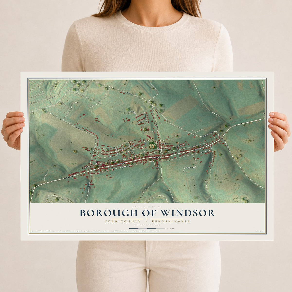Map of the Borough of Windsor, York County, Pennsylvania, 12 x 18 inch unframed archival matte print