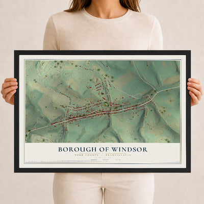 Map of the Borough of Windsor, York County, Pennsylvania, 12 x 18 inch print in a black wood frame