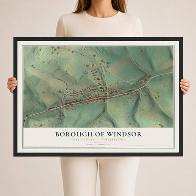Map of the Borough of Windsor, York County, Pennsylvania, 24 x 36 inch print in a black wood frame