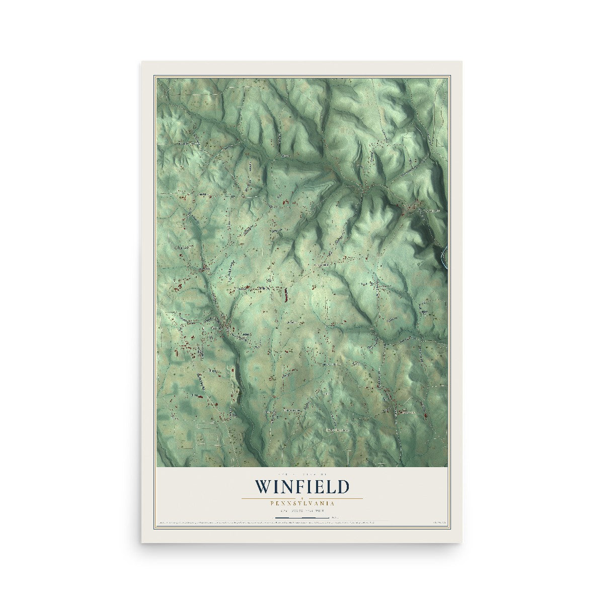 Map of Winfield, Pennsylvania, 12 x 18 inch unframed archival matte print