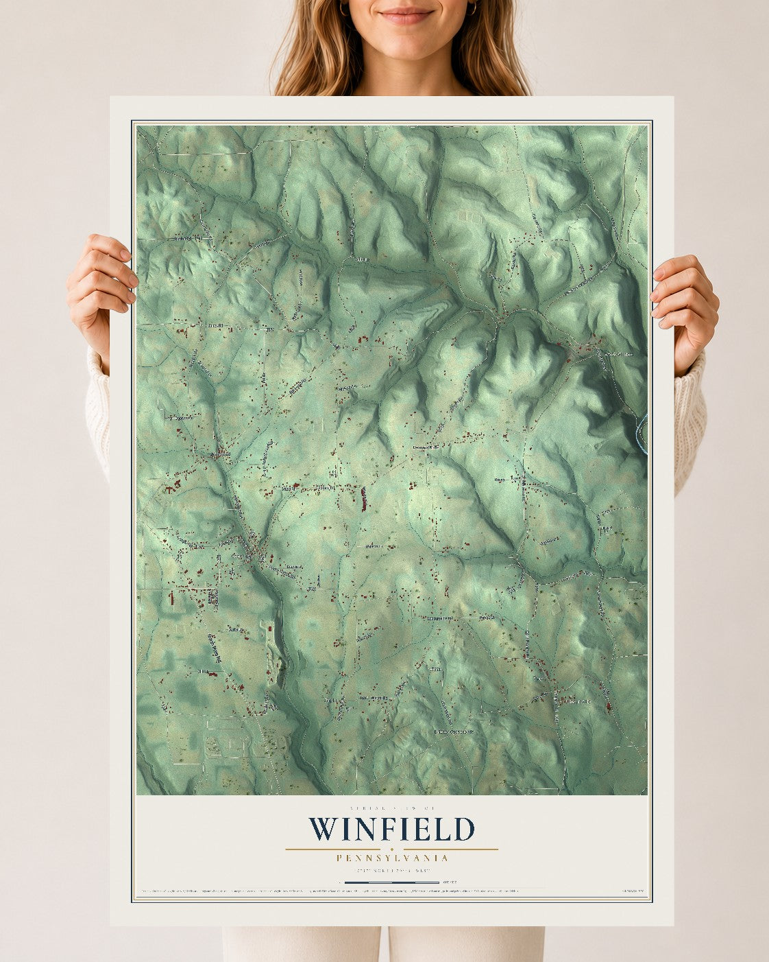 Map of Winfield, Pennsylvania, 24 x 36 inch unframed archival matte print