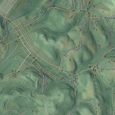 Close-up of the map of Winslow, Pennsylvania print showing street and building detail