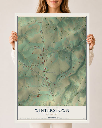 Map of Winterstown, Pennsylvania, 24 x 36 inch unframed archival matte print