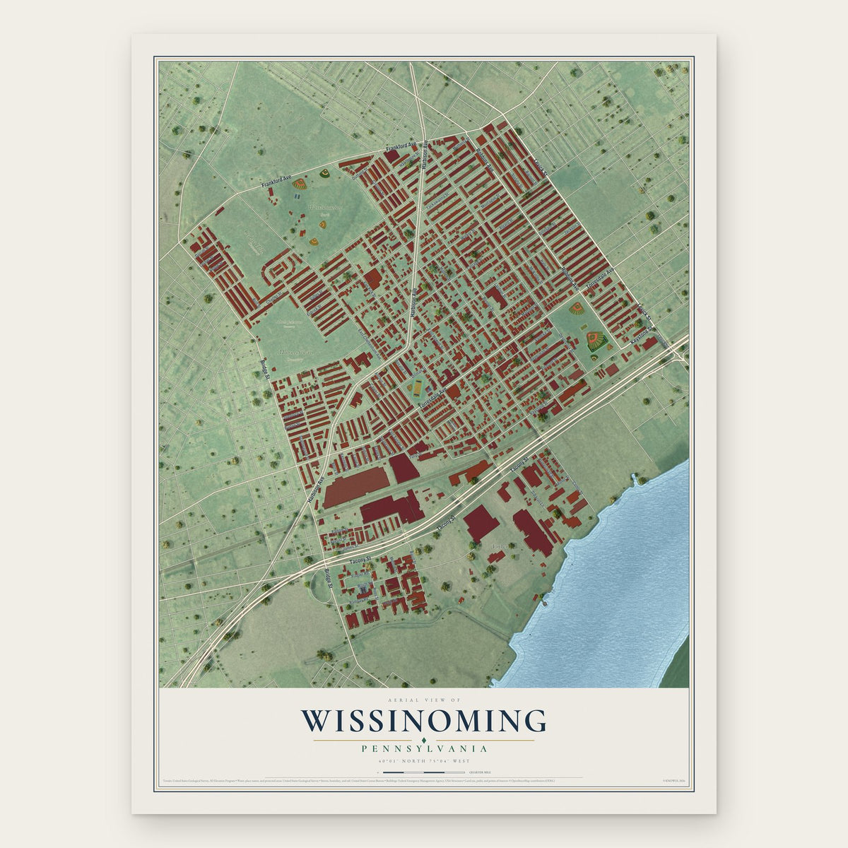 Wissinoming, Pennsylvania map print, the full design