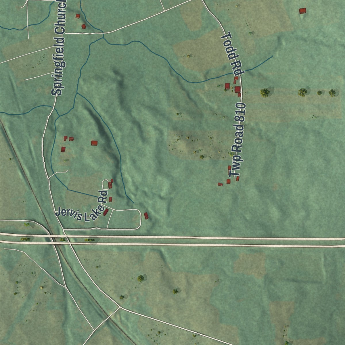 Second close-up of the map of Wolf Creek, Pennsylvania print showing more streets and buildings