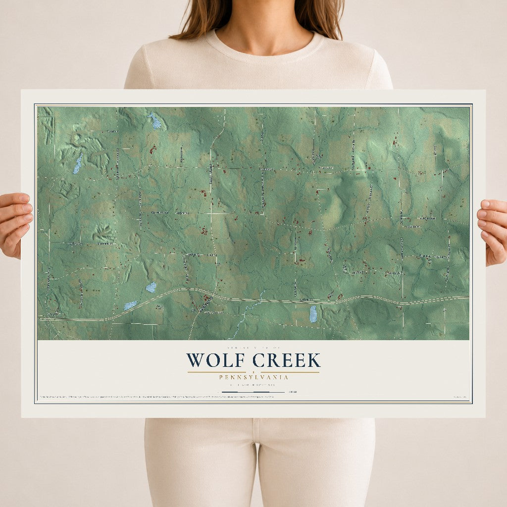 Map of Wolf Creek, Pennsylvania, 18 x 24 inch unframed archival matte print