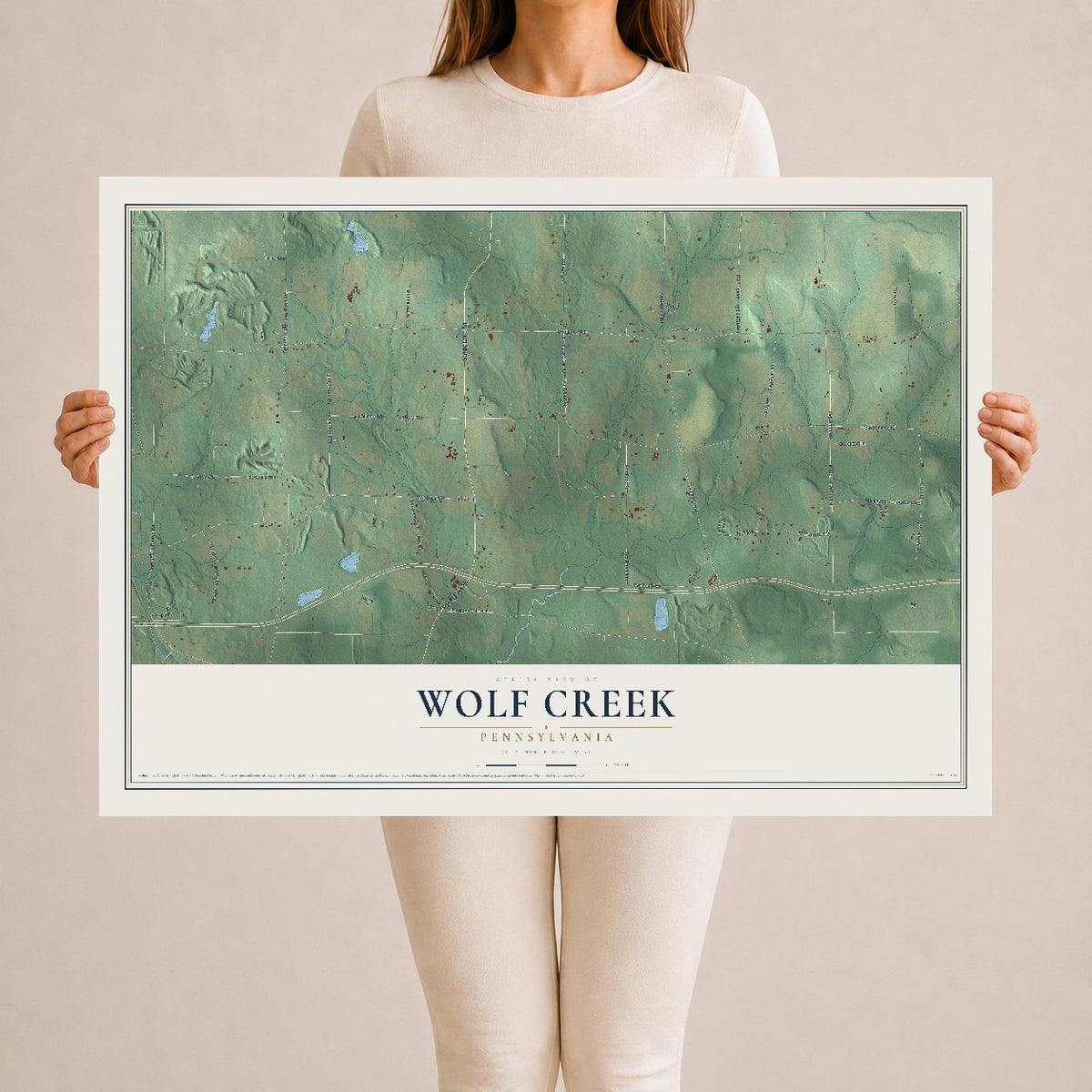 Map of Wolf Creek, Pennsylvania, 24 x 36 inch unframed archival matte print