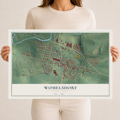 Map of Womelsdorf, Pennsylvania, 12 x 18 inch unframed archival matte print