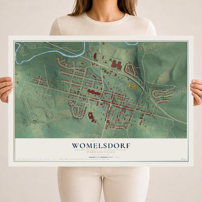 Map of Womelsdorf, Pennsylvania, 18 x 24 inch unframed archival matte print