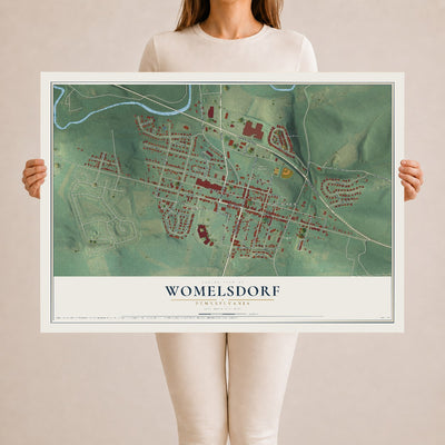 Map of Womelsdorf, Pennsylvania, 24 x 36 inch unframed archival matte print