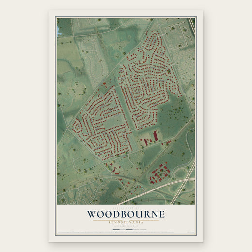 Woodbourne, Pennsylvania map print, the full design