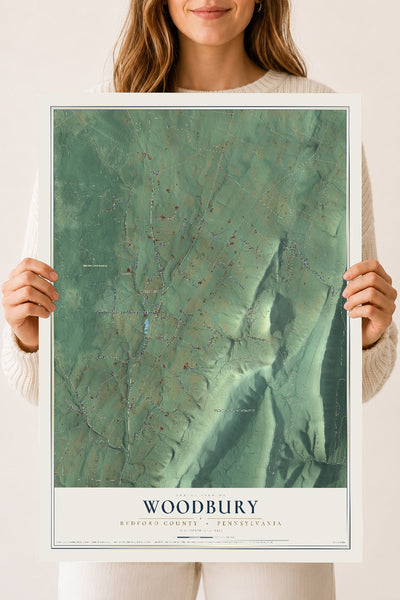 Map of Woodbury, Bedford County, Pennsylvania, 18 x 24 inch unframed archival matte print