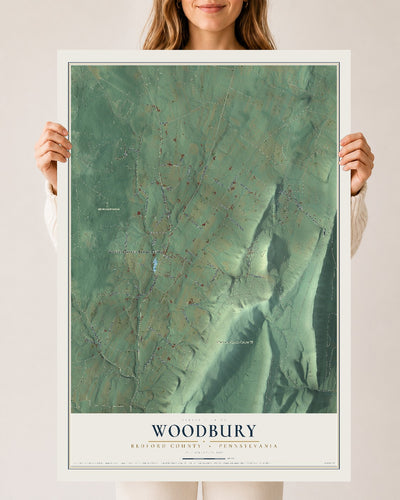 Map of Woodbury, Bedford County, Pennsylvania, 24 x 36 inch unframed archival matte print