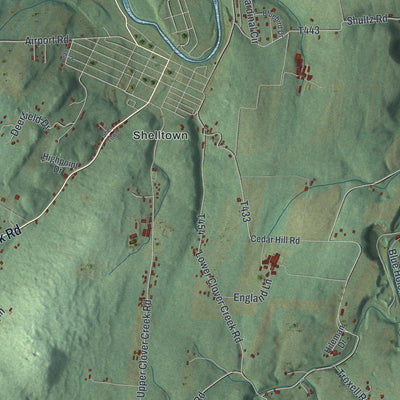Close-up of the map of Woodbury, Blair County, Pennsylvania print showing street and building detail