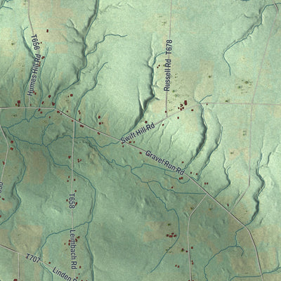 Second close-up of the map of Woodcock, Crawford County, Pennsylvania print showing more streets and buildings