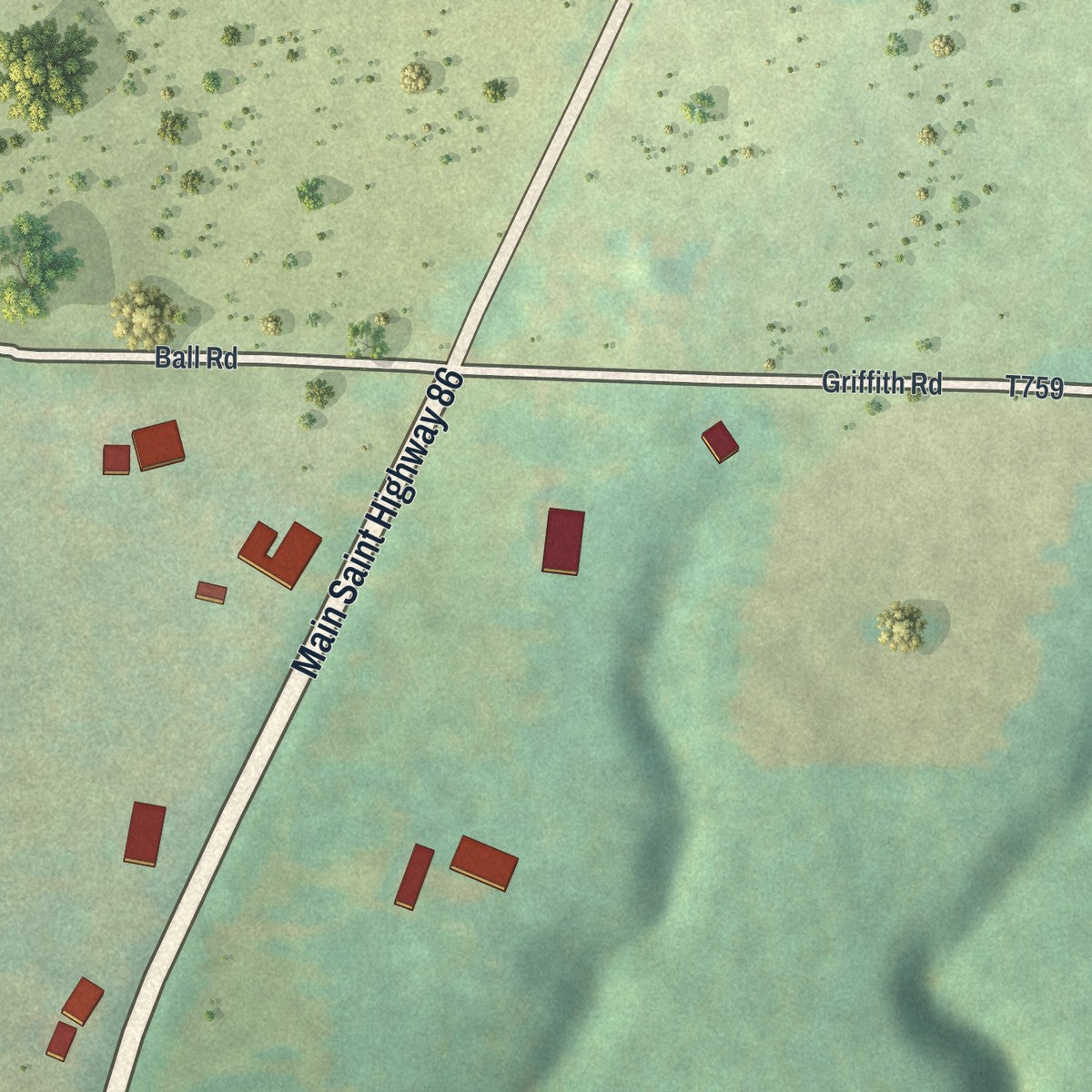 Close-up of the map of the Borough of Woodcock, Crawford County, Pennsylvania print showing street and building detail