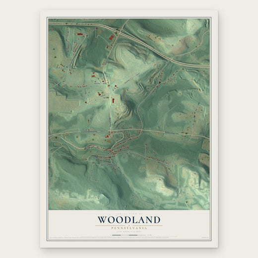 Woodland, Pennsylvania map print, the full design