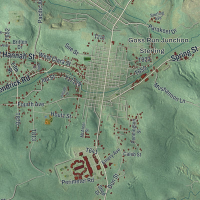 Close-up of the map of Woodward, Clearfield County, Pennsylvania print showing street and building detail