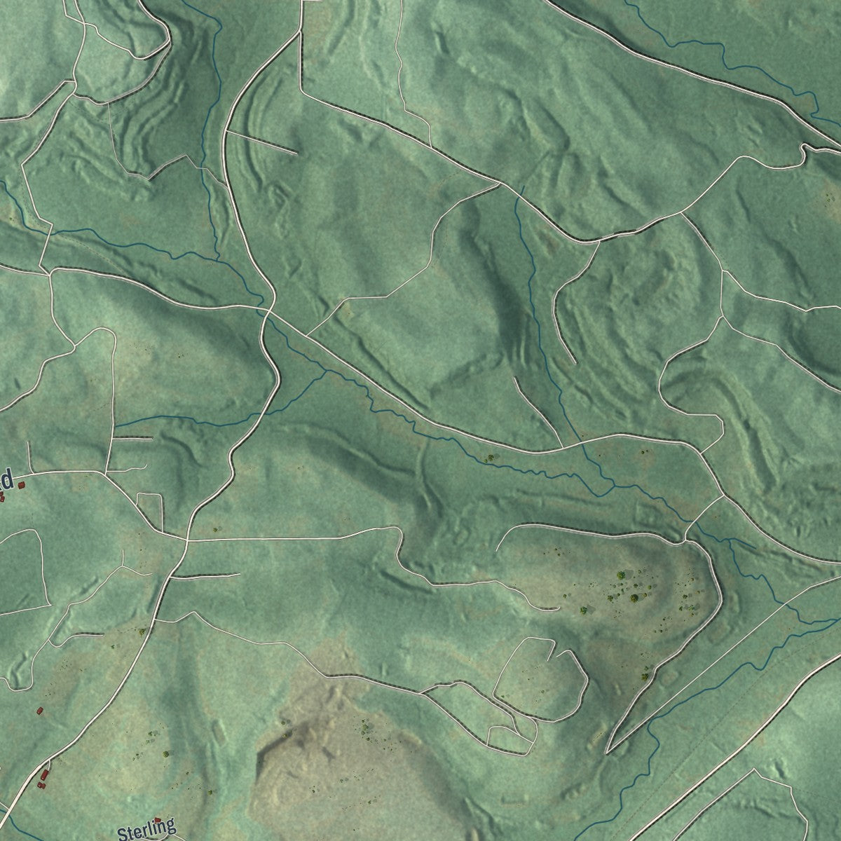 Second close-up of the map of Woodward, Clearfield County, Pennsylvania print showing more streets and buildings