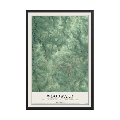 Map of Woodward, Clearfield County, Pennsylvania, 12 x 18 inch print in a black wood frame