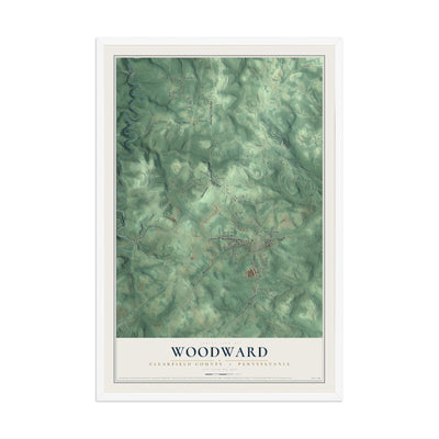 Map of Woodward, Clearfield County, Pennsylvania, 12 x 18 inch print in a white wood frame