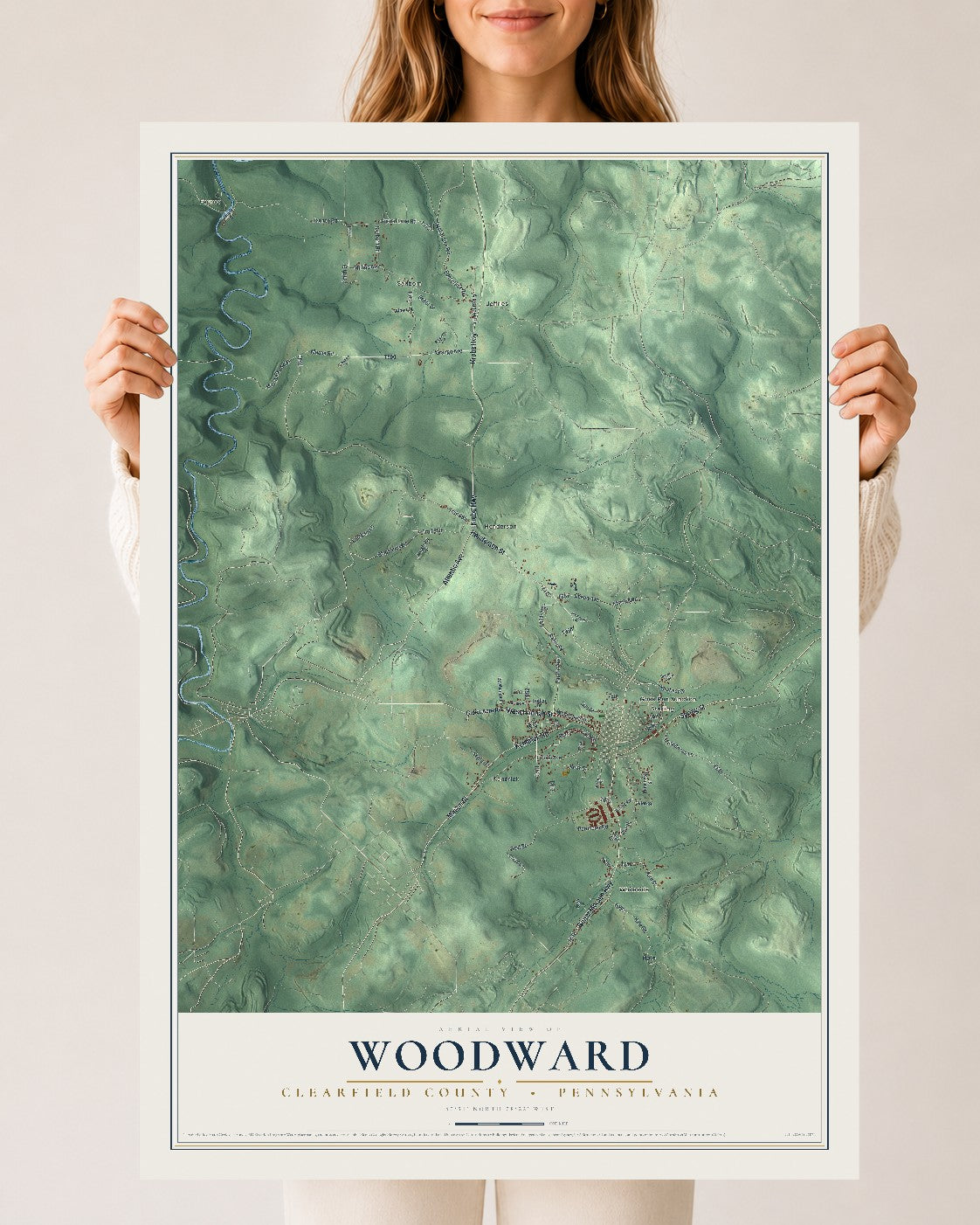 Map of Woodward, Clearfield County, Pennsylvania, 24 x 36 inch unframed archival matte print